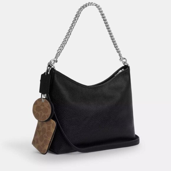 COACH CBI94 Laurel Shoulder Bag Mirror Charm and Pouch Pool/Sand - Picture 4 of 5